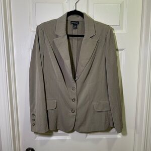 Lane Bryant Beige Tan Collared 3 Button UnLined Business Suit Blazer Size 14/16